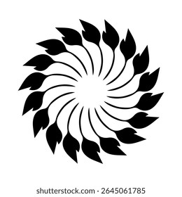 Floral vector ornament black color silhouette white