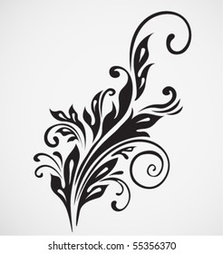Floral vector ornament design element. Vintage graphic art