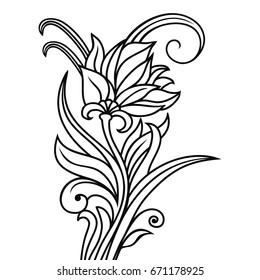 Floral Vector Ornament Flower Stems Isolated Stock Vector (Royalty Free ...