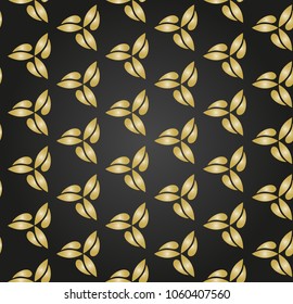 Floral vector ornament. Seamless abstract classic background with flowers. Pattern with golden repeating floral elements