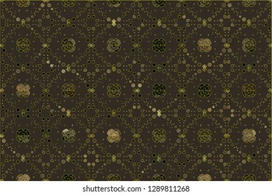 Floral vector ornament. Seamless abstract classic background with golden leaves. Pattern with repeating floral elements. Ornament for fabric, wallpaper and packaging