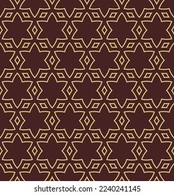 Ornamento vectorial floral. Un fondo clásico abstracto y sin inconvenientes con flores. Patrón con elementos florales marrones y dorados. Ornamento para papel pintado y embalaje