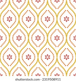 Floral vector ornament. Seamless abstract classic background with dots and flowers. Pattern with repeating floral elements. Ornament for wallpaper and packaging