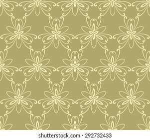 Floral vector ornament. Seamless abstract oriental golden pattern