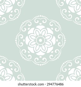 Floral vector ornament. Seamless abstract oriental pattern. Blue and white colors