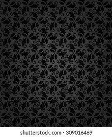 Floral vector ornament. Seamless abstract classic fine dark pattern