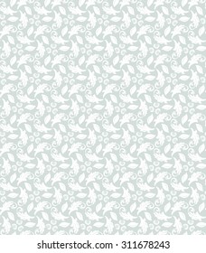 Floral vector ornament. Seamless abstract classic fine light blue and white pattern