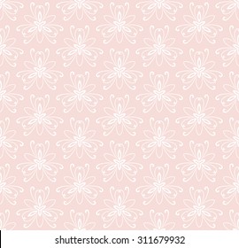 Floral vector ornament. Seamless abstract classic fine pink and white pattern