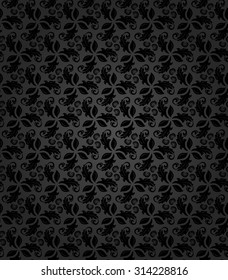 Floral vector ornament. Seamless abstract classic fine dark pattern