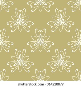 Floral vector ornament. Seamless abstract classic fine golden and white pattern