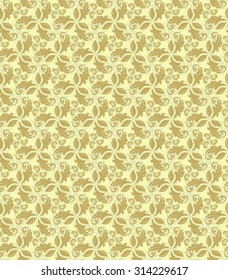 Floral vector ornament. Seamless abstract classic fine golden pattern