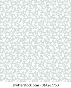 Floral vector ornament. Seamless abstract classic fine light blue and white pattern