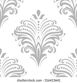 Floral vector ornament. Seamless abstract classic fine silver pattern