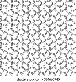 Floral vector ornament. Seamless abstract fine black and white pattern