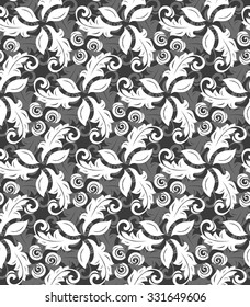 Floral vector ornament. Seamless abstract pattern with fine pattern