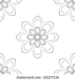 Floral vector ornament. Seamless abstract background with silver pattern