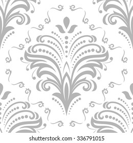 Floral vector ornament. Seamless abstract silver background with fine pattern