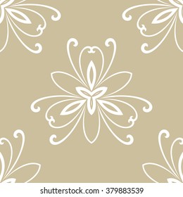 Floral vector ornament. Seamless abstract classic golden and white pattern