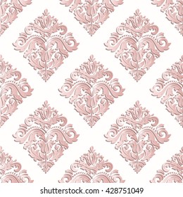 Floral vector ornament. Seamless abstract classic pattern with flowers. Light pink pattern