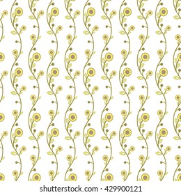 Floral vector ornament. Seamless abstract classic pattern with flowers. Golden floral pattern