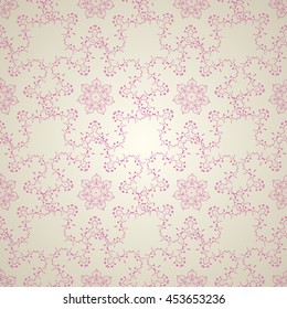 Floral vector ornament. Seamless abstract classic pattern with flowers. Pink and white pattern