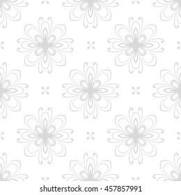Floral vector ornament. Seamless abstract classic pattern with flowers. Light silver pattern