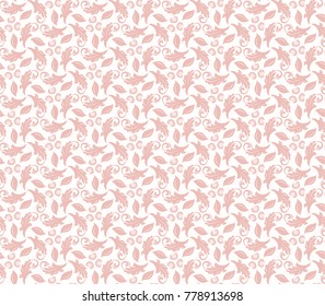 Floral vector ornament. Seamless abstract classic background with flowers. Pattern with repeating pink floral elements