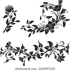 
Floral vector ornaments luxury set, created by author, not AI generated. Various flowers, leaves and swirls, made in traditional Japanese and Chinese styles. Exquisite wedding decoration designs.