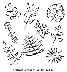 floral vector with outlines of various flowers	