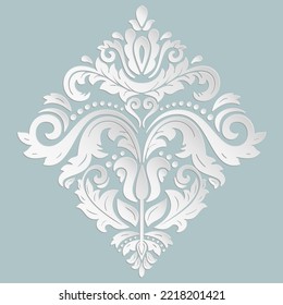 Floral vector pattern with arabesques. Abstract blue and white classic oriental ornament. Vintage classic pattern