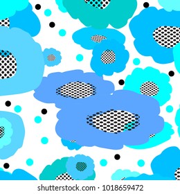 floral vector pattern background , cute blue sky pattern with flowers