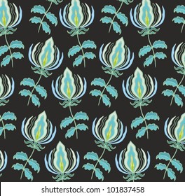 Floral vector pattern in black background