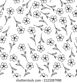 Floral vector pattern black and white flowers