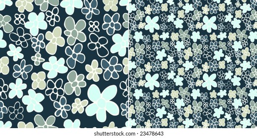 Floral vector pattern in blue colors