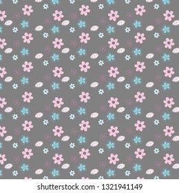 Floral vector pattern with flowers and leaves
