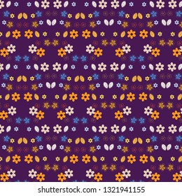 Floral vector pattern with flowers and leaves