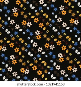 Floral vector pattern with flowers and leaves