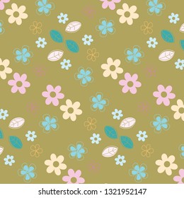 Floral vector pattern with flowers and leaves