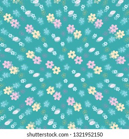 Floral vector pattern with flowers and leaves