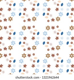 Floral vector pattern with flowers and leaves