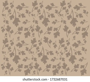 Floral vector pattern of leaves Silhouette. Beautifully illustrated abstract texture with grey background.