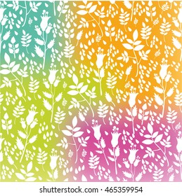 Floral. vector pattern with plants and flowers. bright colors, pink, yellow, green, blue. packaging for fashion, textiles, fabrics, background. Doodle style. Ornament. Painting