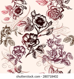Floral vector pattern with roses for design
