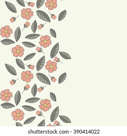 Floral vector pattern. Seamless doodle texture with flowers. Use as desktop wallpaper or surface textures, web page background, textile and other.