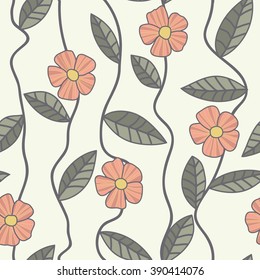 Floral vector pattern. Seamless doodle texture with flowers. Use as desktop wallpaper or surface textures, web page background, textile and other.