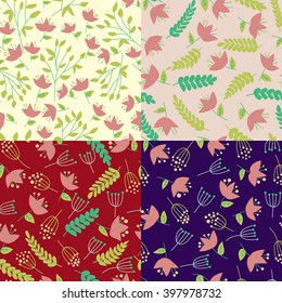 Floral vector pattern. Seamless doodle texture with flowers. Use as desktop wallpaper or surface textures, web page background, textile and other.