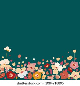 Floral vector pattern. Seampless flowery border for fashion prints. Design for nature background, textile, wallpapers, wrapping, paper.
