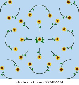 Floral vector pattern with sunflower.