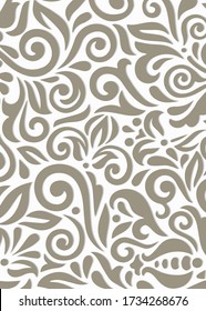 Floral vector pattern. A swirl background and wallpaper with curled items. An ornament floral pattern.