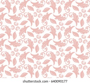 Floral vector pink ornament. Seamless abstract classic background with flowers. Pattern with repeating elements